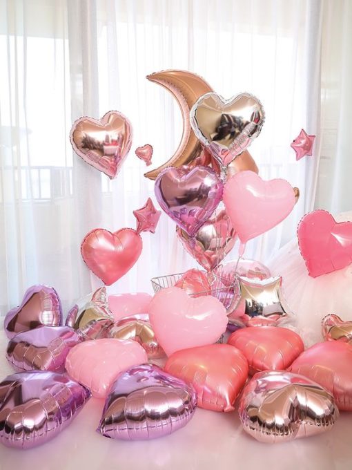 Μπαλόνι Foil Σε Σχήμα Καρδιά – Ροζ Χρυσό