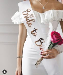 Κορδέλα Λευκή Ροζ Χρυσό – Bride to be