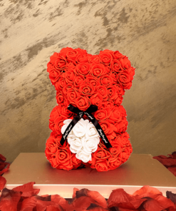 Rose Bear 25cm Κόκκινο με Λευκή Καρδιά