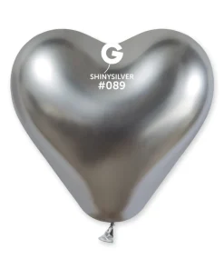 Μπαλόνι Shiny Μεταλλική Καρδιά – Ασημί