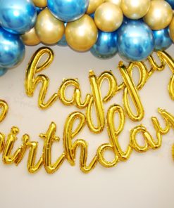Μπαλόνι φράση happy birthday καλλιγραφικά – Χρυσό