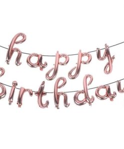 Μπαλόνι φράση Happy Birthday καλλιγραφικά – Ροζ Χρυσό