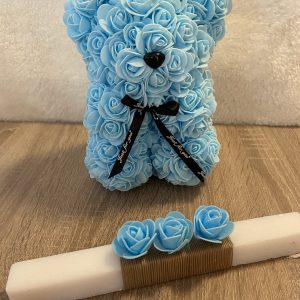 rose bear γαλάζιο με λαμπάδα