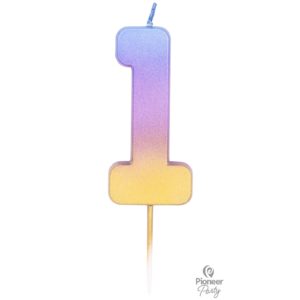 Κερί Νούμερο 1 Rainbow – Ombre / 6.7 εκ