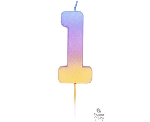 Κερί Νούμερο 1 Rainbow – Ombre / 6.7 εκ