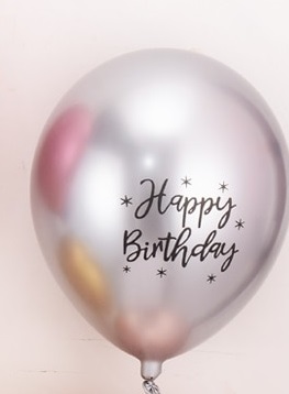 happy birthday μπαλόνι μεταλλικό ασημί