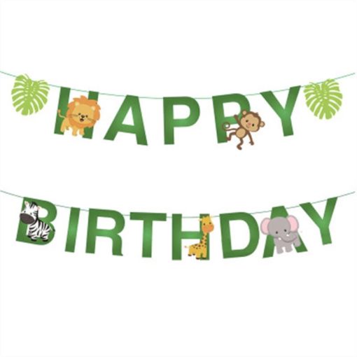 Happy Birthday Banner – Jungle Animals