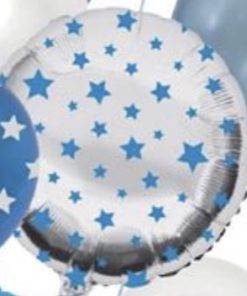 Μπαλόνι Foil Στρογγυλό Με Μπλε Αστεράκια