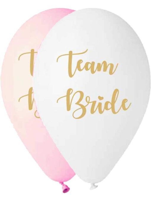 Team Bride Λευκά & ροζ Τυπωμένα Latex Μπαλόνια