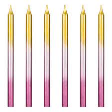 Κεράκια Γενεθλίων Μεταλλιζέ Rainbow Ροζ Χρυσό 11cm – 6 τμχ.