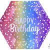 Πιάτα Χάρτινα Εξάγωνα Happy Birthday Rainbow Ombre / 8 τεμ
