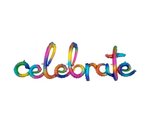 Μπαλόνι Foil Script Phrase Celebrate Rainbow Splash