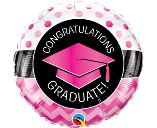 Μπαλόνι Foil 18″ Graduate Pink Chevron Dots