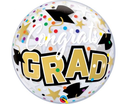 Μπαλόνι Bubble “Congrats Grad Stars & Dots”