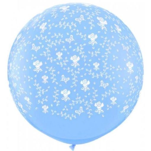 Τεράστιο Μπαλόνι Τυπωμένο Λουλούδια Γαλάζιο