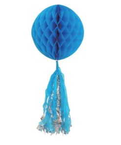 Διακοσμητική Μπάλα Κυψελωτή Μπλε με Φούντα