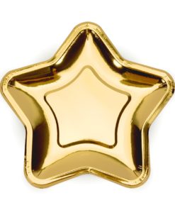 Χάρτινα Πιάτα Αστέρι Χρυσό 18εκ – 6 τμχ