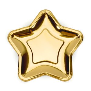 Χάρτινα Πιάτα Αστέρι Χρυσό 18εκ – 6 τμχ