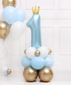 Pastel Blue Birthday Balloon Tower