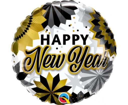 Μπαλόνι Foil Happy New Year Μαύρο και Χρυσό 46εκ