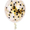 Διάφανο Λάτεξ Μπαλόνι Με Χρυσό & Μαύρο Κομφετί