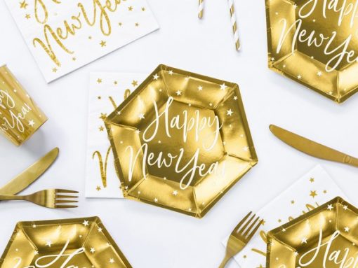 Πιάτα χρυσά Happy New Year (6 τεμ)