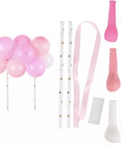 Διακοσμητικό Τούρτας Ροζ Φούξια Λευκά – Μίνι Μπαλόνια