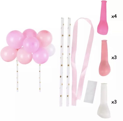 Διακοσμητικό Τούρτας Ροζ Φούξια Λευκά – Μίνι Μπαλόνια