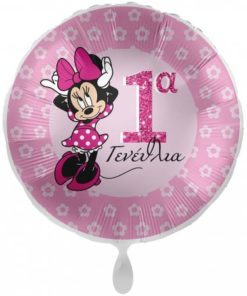 Μπαλόνι Foil Πρώτα Γενέθλια Ροζ Και Χρυσό Minnie Mouse – 43 εκ
