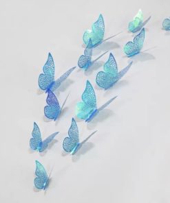 Διακοσμητικό Τούρτας Ιριδίζον Γαλάζιο – Πεταλούδες 12τμχ