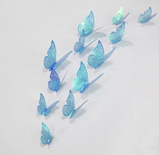 Διακοσμητικό Τούρτας Ιριδίζον Γαλάζιο – Πεταλούδες 12τμχ