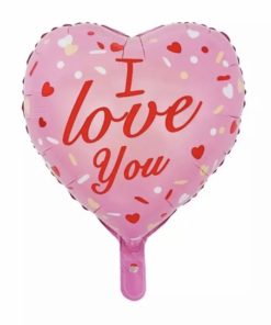 Μπαλόνι Foil Σε Σχήμα Καρδιά –  I love You Ροζ
