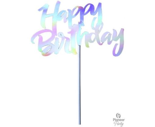 Διακοσμητικό Τούρτας Iridescent – Happy Birthday