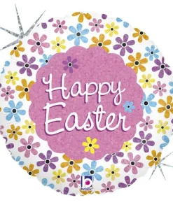 Μπαλόνι “Happy Easter” Με Ανοιξιάτικα Λουλούδια 46 εκ