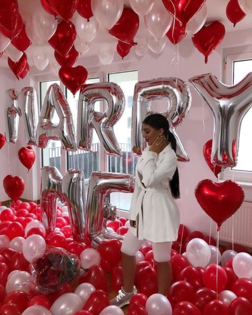 Μπαλόνια Φράση Γίγας Marry Me 1m- ασημί