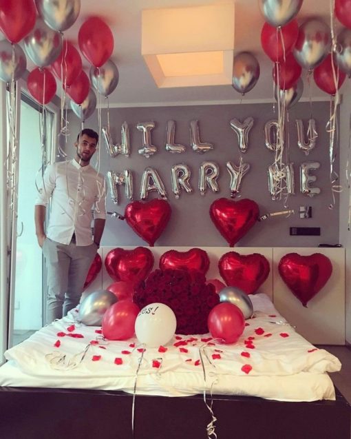 Μπαλόνια Φράση Ασημί 42cm – Will You Marry Me