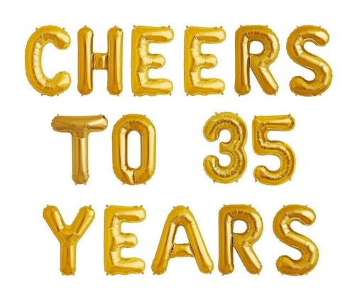 Μπαλόνια Φράση Cheers To 35 Years – Χρυσό