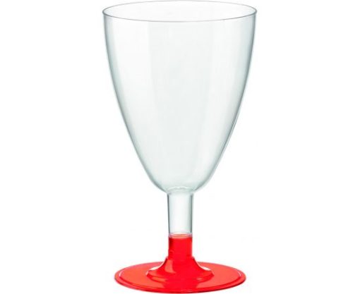 Ποτήρια Κρασιού Πλαστικά Διάφανα Με Κόκκινη Βάση /6 τεμ