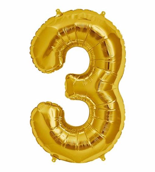 16″ Μπαλόνι Χρυσό Αριθμός 3