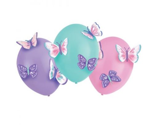 Μπαλόνια Latex Flutter Mε Χάρτινες Πεταλούδες / 3 τεμ