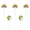 Κεριά Γενεθλίων Μονόκεροι Rainbow – 5 τμχ.