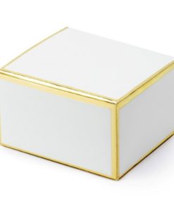 Κουτάκια για Μπομπονιέρες Λευκό με Χρυσό (10 τεμ)