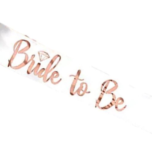 Κορδέλα Λευκή Ροζ Χρυσό – Bride to be