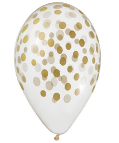 12″ Μπαλόνι Διάφανο Με Τυπωμένο Χρυσό Κομφετί