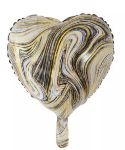 Μπαλόνι Καρδιά Foil – Marble Μαύρο