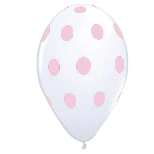 12″ Μπαλόνι Λευκό Με Ροζ Πουά