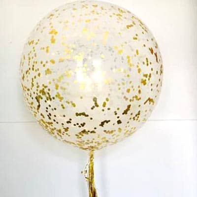 Μπαλόνι Λάτεξ Τεράστιο Με Χρυσό Κομφετί