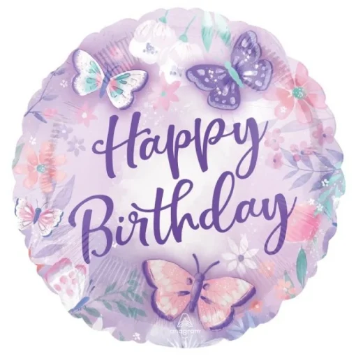 Μπαλόνι Foil Happy Birthday Beautiful Πεταλούδες / 46 εκ