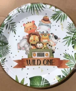 Πιάτα Χάρτινα Ζώα Ζούγκλας Safari – Wild One (10 τμχ)
