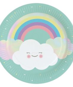 Πιάτα Χαρτ. Φαγητού 23εκ Rainbow & Cloud /8 τεμ